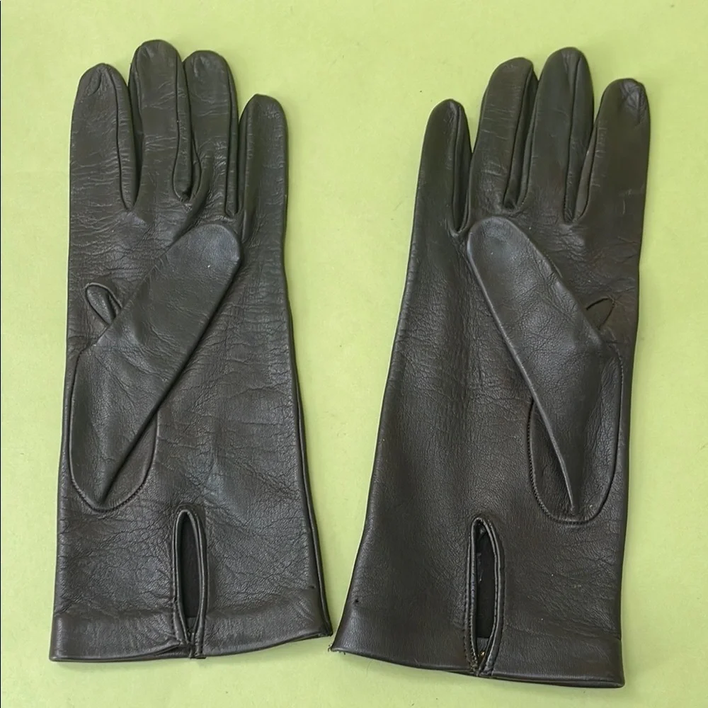 New Vintage Dark Brown Leather Gloves